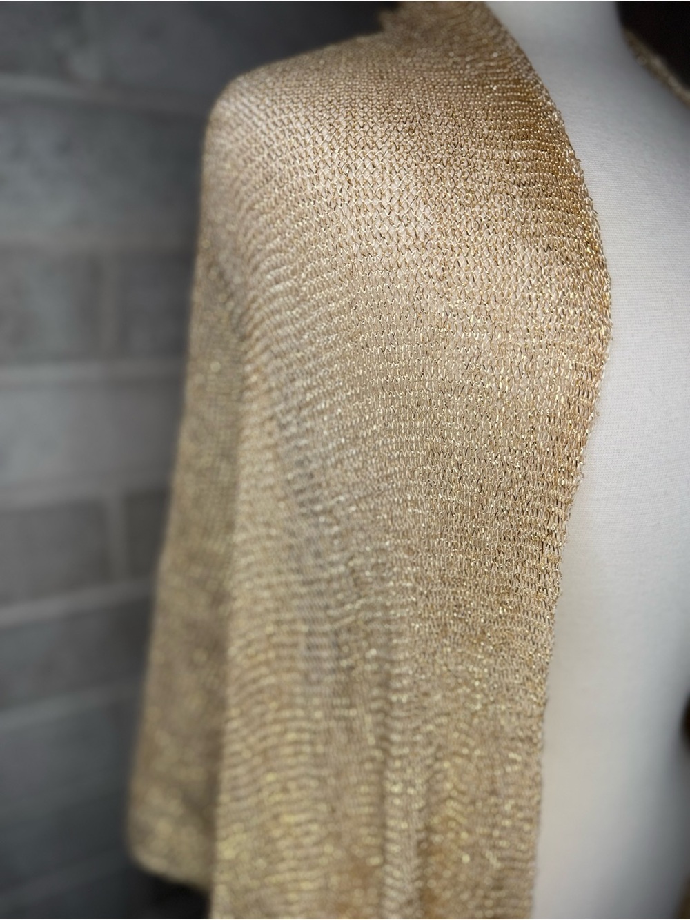 Gold Metallic Fringe Evening Shawl Wrap Wedding Formal Party Lightweight Scarf - Picture 6 of 14